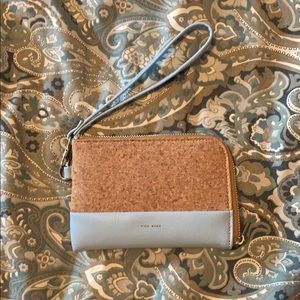 Blue and Cork Wallet Wristlet